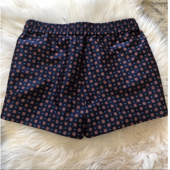 J. CREW navy and orange print tie waist shorts - Picture 2 of 5